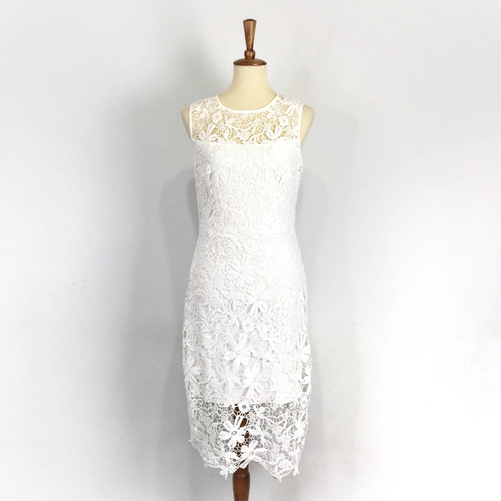 Bison Bisou white lace sleeveless dress by Michelle Bombat Size 10 - Picture 1 of 6